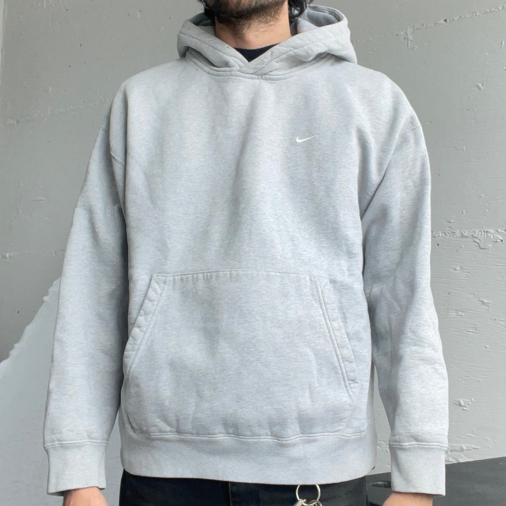 Heavy Nike Hoodie Mens Large Gray Embroidered Swoosh Pullover Fleece CV0552-050